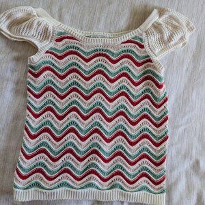 KAILY K Crochet Colorful Short Sleeve Sweater Top - Size M